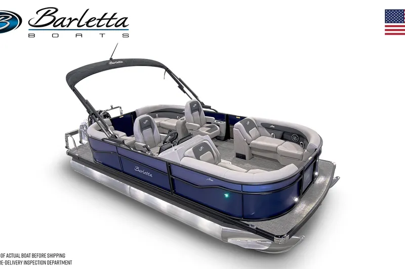 Slide: The Image of 2026 Barletta ARIA 20QC pontoon boat with sleek design and comfortable seating. - 5