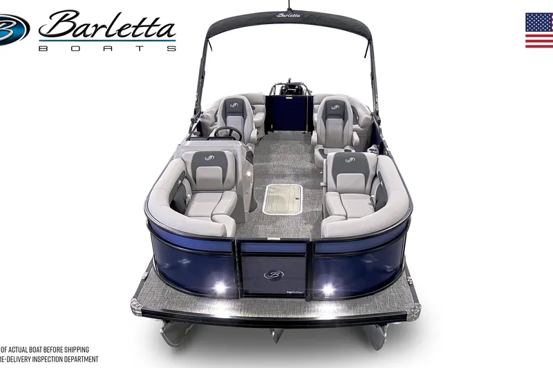 Slide: The Image of 2026 Barletta ARIA 20QC pontoon boat with luxurious seating and sleek design. - 6