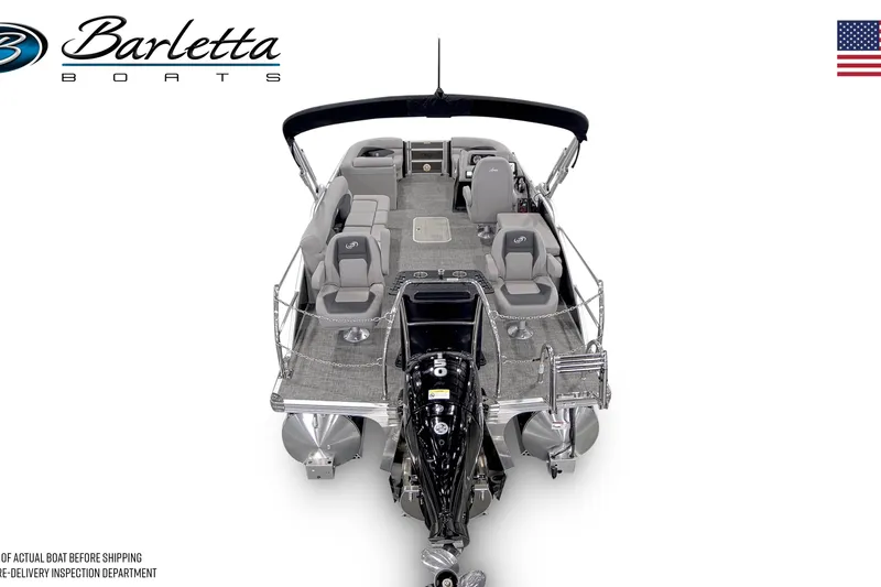 Slide: The Image of 2026 Barletta Aria 22CC pontoon boat, top view, showcasing spacious seating and modern design. - 3