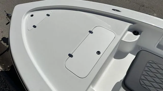 Slide: The Image of ALK2 Powerboats 17HS 2026, white deck with storage compartments. - 36
