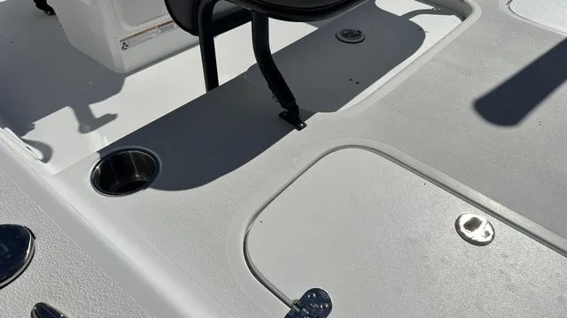 Slide: The Image of ALK2 Powerboats 17HS 2026, boat deck with seat and cup holder. - 42