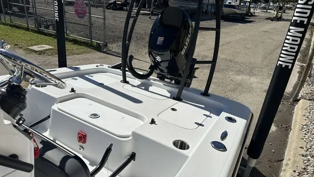 Slide: The Image of ALK2 Powerboats 17HS 2026 with Suzuki engine, parked outdoors. - 43