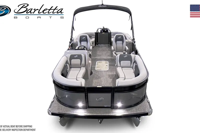 Slide: The Image of 2025 Barletta ARIA 22QC pontoon boat with spacious seating and sleek design. - 7