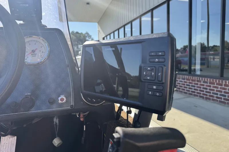 Slide: The Image of Dashboard of 2018 Tracker Bass Tracker 40th Anniversary boat with Garmin GPS display. - 11