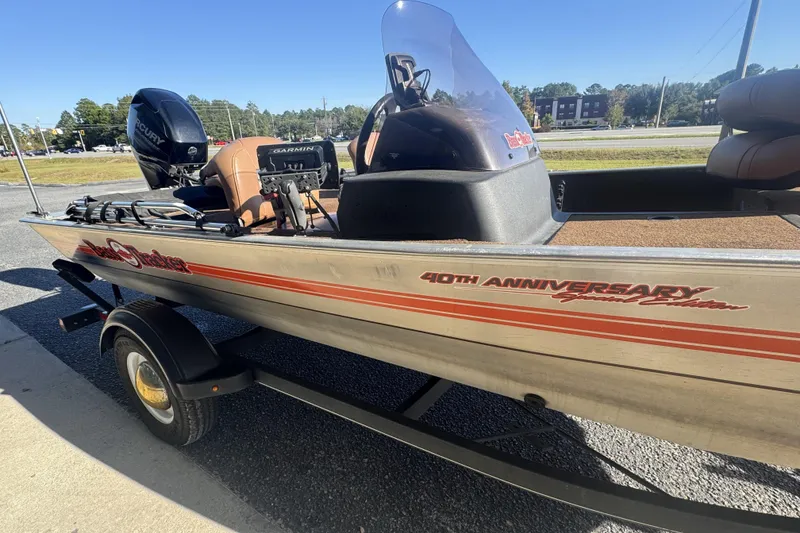Slide: The Image of 2018 Tracker Bass Tracker 40th Anniversary Heritage Edition boat on trailer. - 15