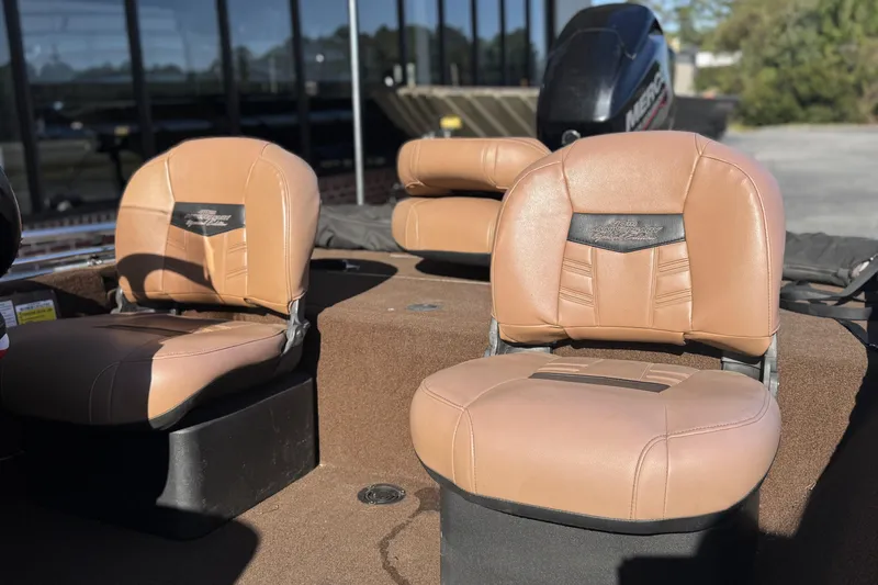 Slide: The Image of 2018 Tracker Bass Tracker 40th Anniversary Heritage Edition boat seats in tan leather. - 5