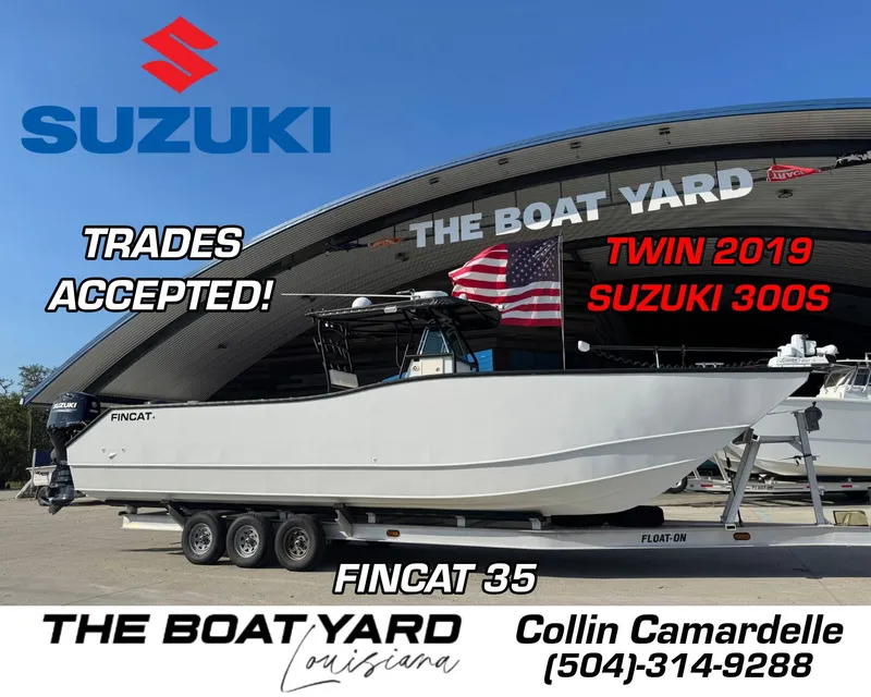 The Image of 2005 FinCat 35 boat with twin 2019 Suzuki 300s at The Boat Yard, trades accepted. - 1