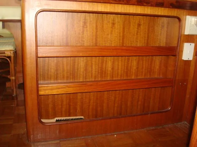 Slide: The Image of Wooden interior shelving on a 1984 Gulfstar 49 Motor Yacht. - 31