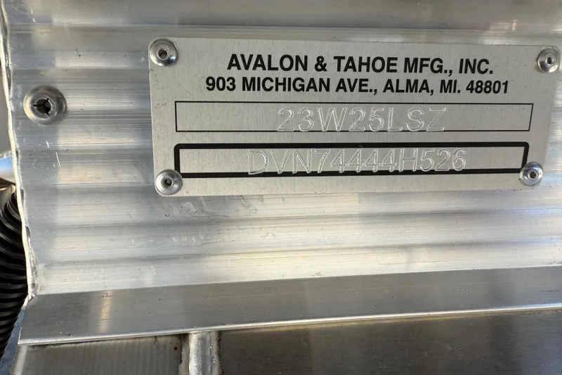 Slide: The Image of 2026 Avalon 2385 LSZ Quad Lounger, Tri Toon, High Performance manufacturer plate. - 23