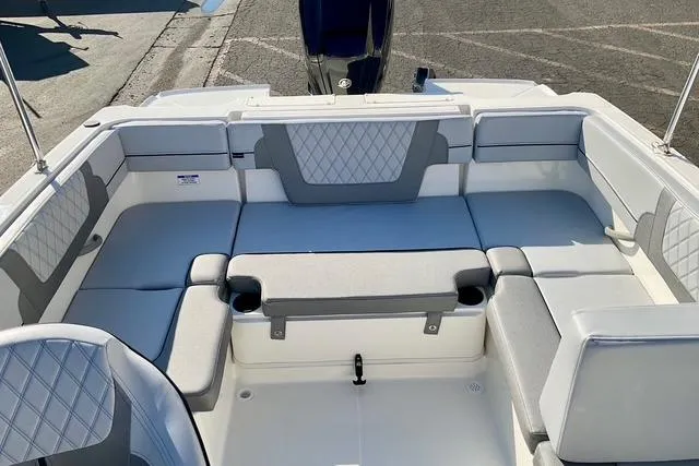 Slide: The Image of 2026 Bayliner VR4 Bowrider OB interior with spacious seating and modern design. - 8