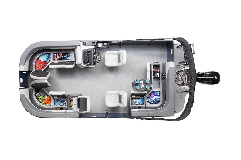 Slide: The Image of Manufacturer Provided Image: Top view of 2025 Lowe LS 190 pontoon boat interior layout. - 4