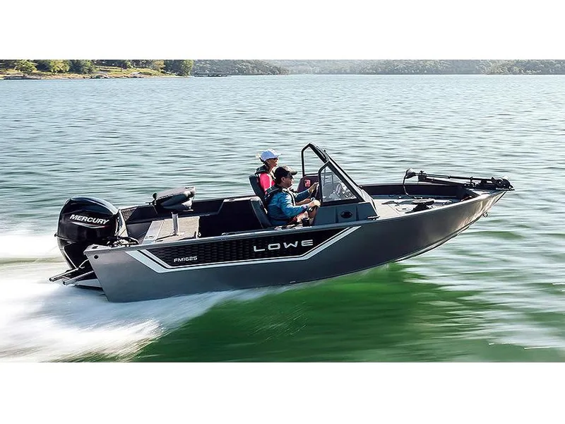 The Image of Manufacturer Provided Image: 2025 Lowe Fishing Machine 1625 WT speeding on a lake with two passengers. - 0