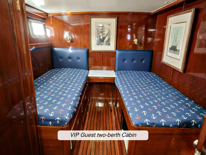 Slide: The Image of VIP guest cabin with two berths on a 1968 Stephens motor yacht. - 20