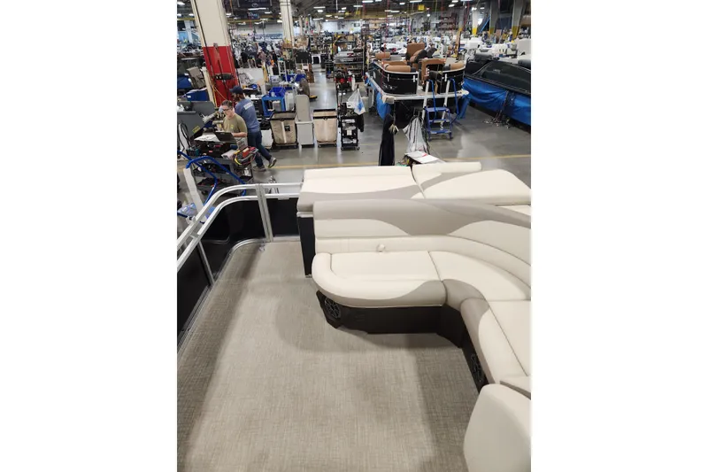 Slide: The Image of 2025 Avalon LSZ Cruise boat interior in a manufacturing facility. - 11