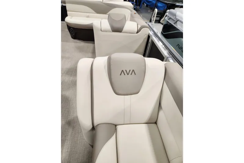 Slide: The Image of Luxurious seating on 2025 Avalon LSZ Cruise boat, featuring elegant beige upholstery. - 3
