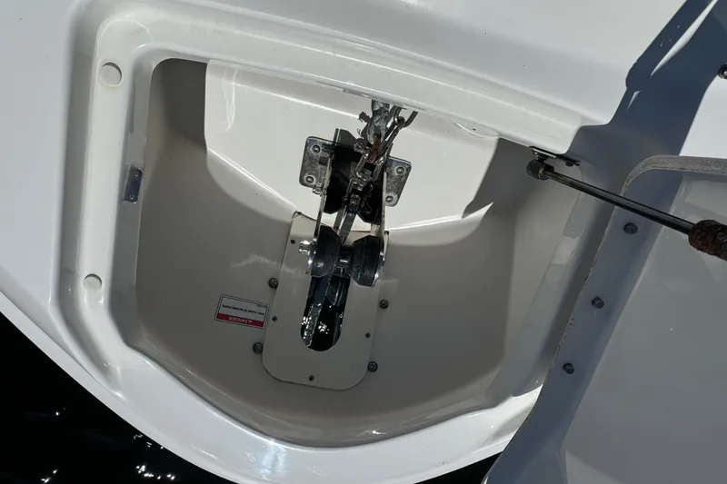 Slide: The Image of Anchor compartment of 2022 Sea Ray SLX 400 Outboard boat. - 45