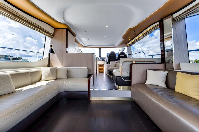 Slide: The Image of Luxurious interior of 2022 Azimut Fly 60 yacht with elegant seating and modern design. - 27