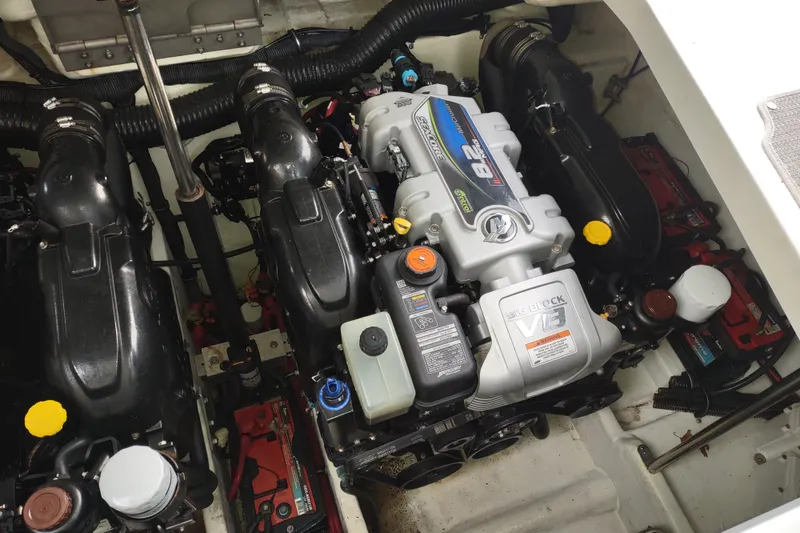 Slide: The Image of Engine compartment of a 2015 Formula 37 Performance Cruiser with dual engines. - 36