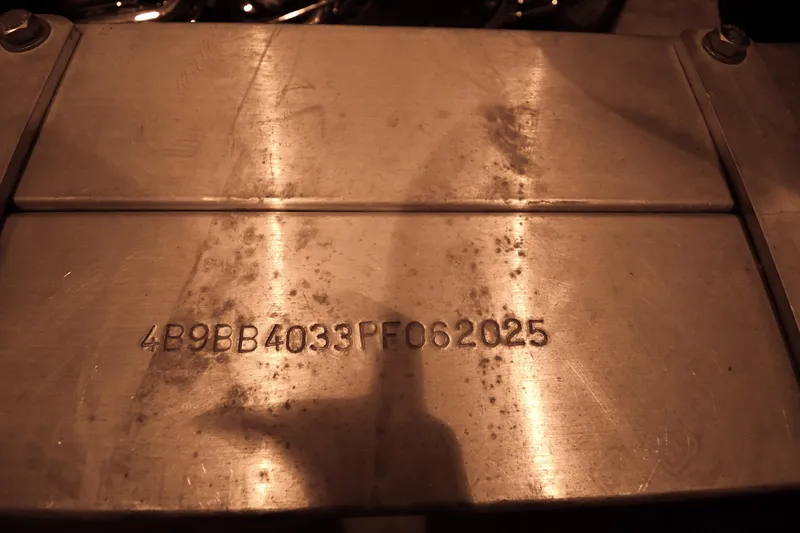 Slide: The Image of Serial number on a 2001 Fountain 38 Center Console boat component. - 37