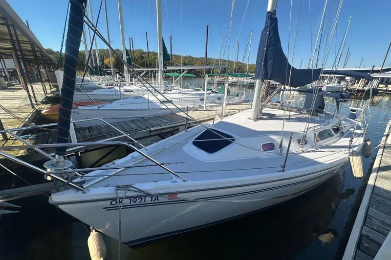 The Image of 2005 Catalina 310 sailboat docked at marina, clear sky, calm water. - 0