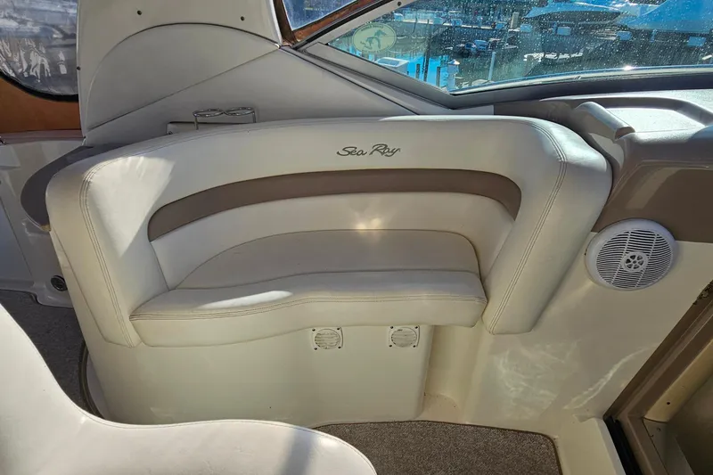 Slide: The Image of Luxurious interior of 2004 Sea Ray 320 Sundancer yacht with cozy bed and modern amenities. - 18