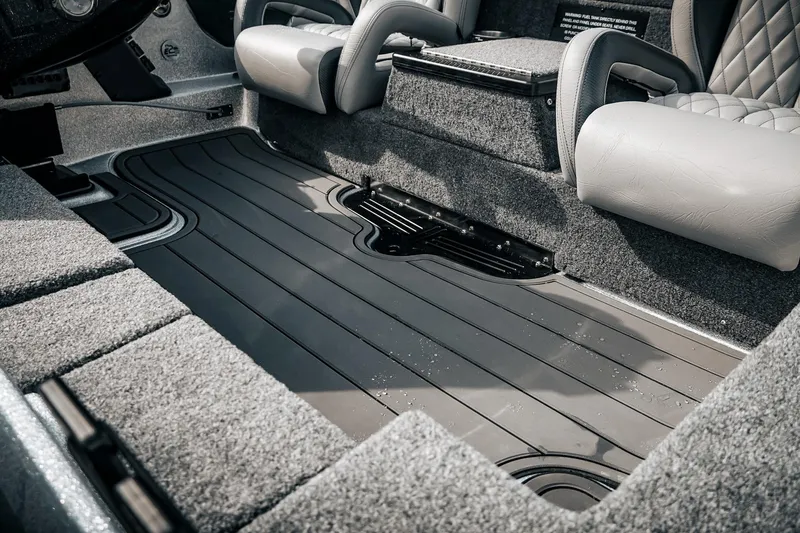 Slide: The Image of Interior of 2026 Phoenix 721 ZXL boat with gray seating and flooring. - 19