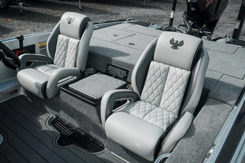 Slide: The Image of 2026 Phoenix 721 ZXL boat interior with luxurious quilted seats and sleek design. - 22