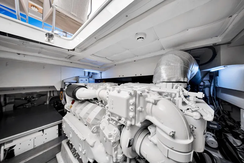 Slide: The Image of Engine room of 2022 Ferretti Yachts 670, showcasing advanced marine engineering. - 61