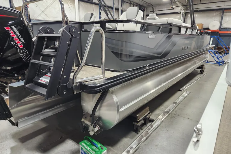 Slide: The Image of 2026 Avalon Venture 85 Center Console Fish boat in a workshop setting. - 3