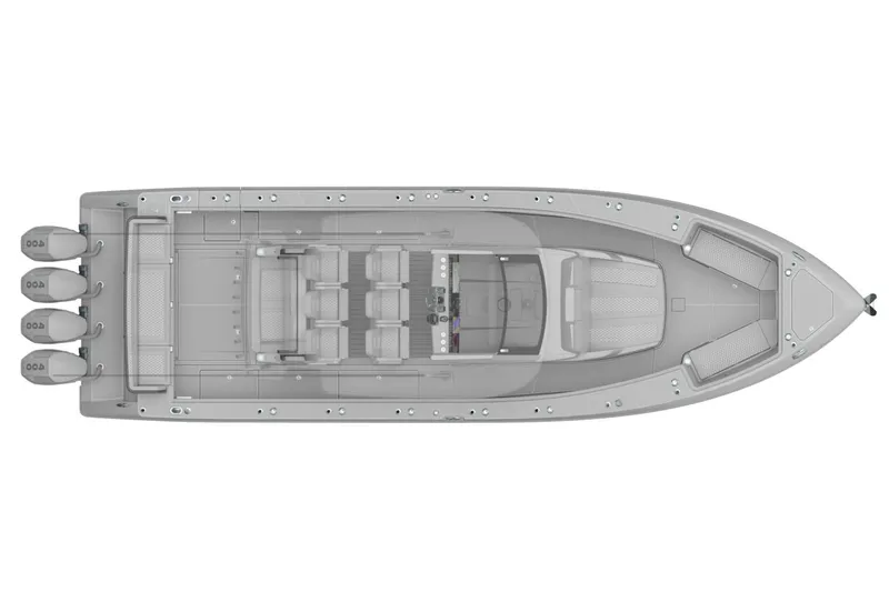 Slide: The Image of Manufacturer Provided Image: Top view of 2026 Solace 42 CS boat layout with four engines. - 3