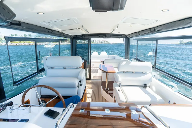 Slide: The Image of Luxurious interior of 2025 MJM 42 yacht cruising on open water. - 16