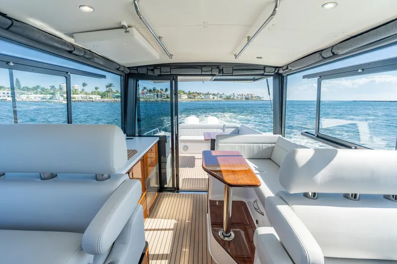 Slide: The Image of Luxurious interior of 2025 MJM 42 yacht with ocean view and elegant seating. - 24