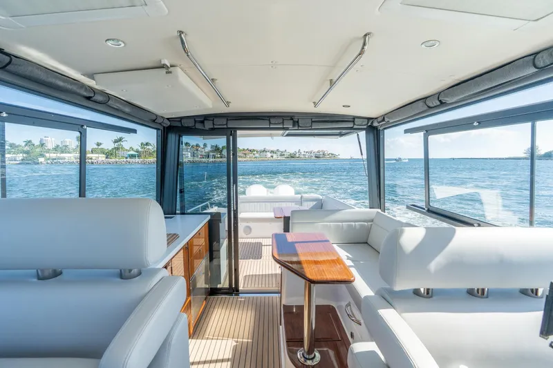 Slide: The Image of Luxurious interior of 2025 MJM 42 yacht with ocean view and elegant seating. - 26