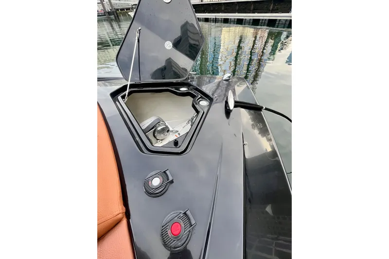 Slide: The Image of 2022 Cruisers Yachts 338 South Beach Edition Bow Rider, open hatch detail. - 18