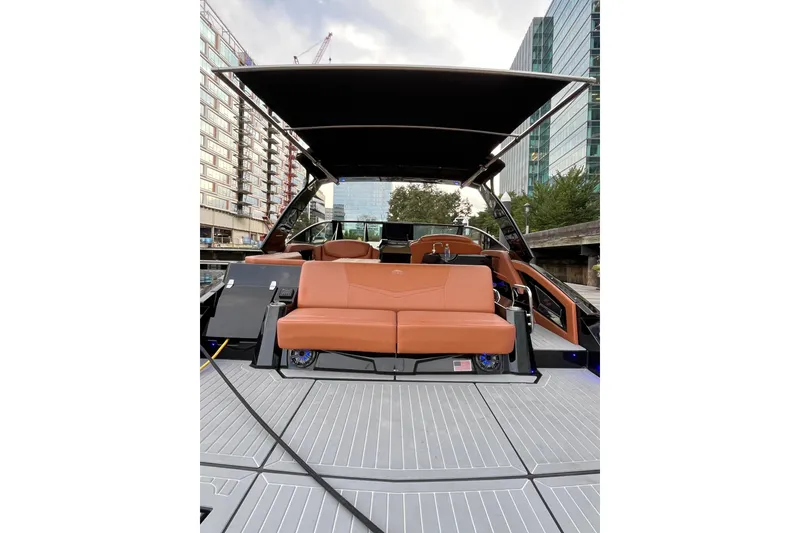 Slide: The Image of 2022 Cruisers Yachts 338 South Beach Edition Bow Rider with sleek design and luxurious seating. - 50