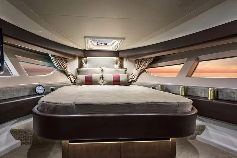 Slide: The Image of Manufacturer Provided Image: Luxurious master bedroom in 2016 Sea Ray 400 Fly yacht with panoramic windows. - 10