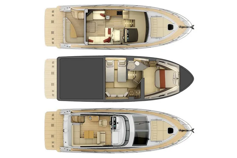 Slide: The Image of Manufacturer Provided Image: 2016 Sea Ray 400 Fly yacht floor plan showing three levels with living and sleeping areas. - 13