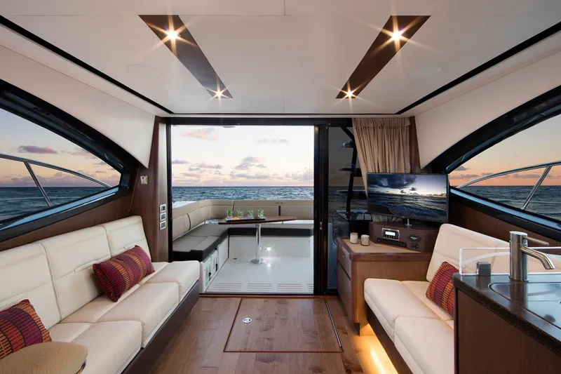 Slide: The Image of Manufacturer Provided Image: Luxurious interior of 2016 Sea Ray 400 Fly yacht with ocean view. - 6