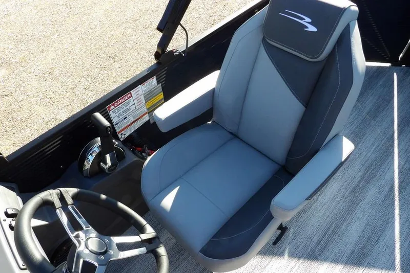Slide: The Image of 2026 Bennington S L-Bench 22 SL boat seat and steering wheel, featuring modern design. - 28