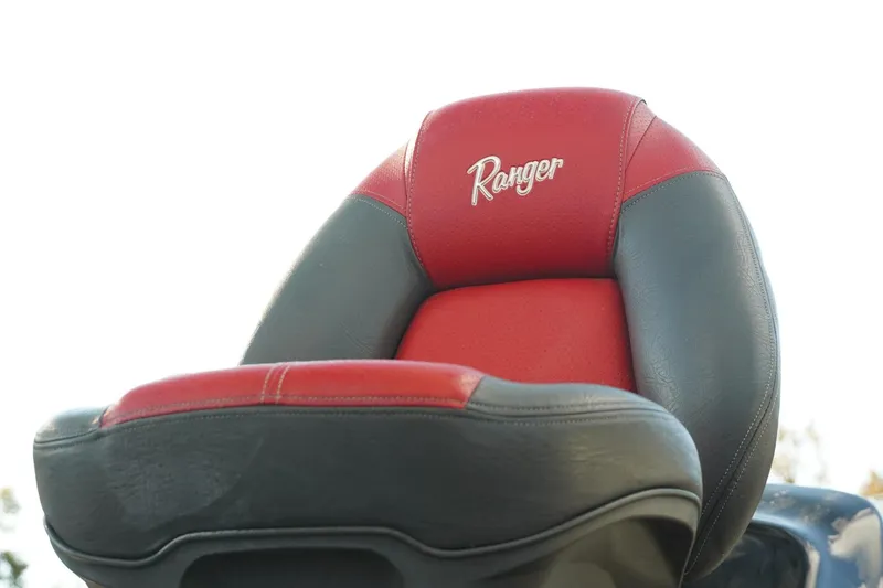 Slide: The Image of Red and black Ranger Z119 boat seat, 2011 model, close-up view. - 23
