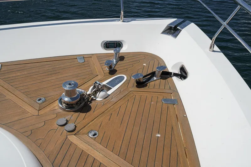 Slide: The Image of Deck of 2006 Fairline 74 Custom yacht with anchor chain and fittings. - 4