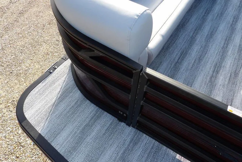 Slide: The Image of 2026 Bennington S L-Bench 22 SL pontoon boat corner detail with sleek design. - 10