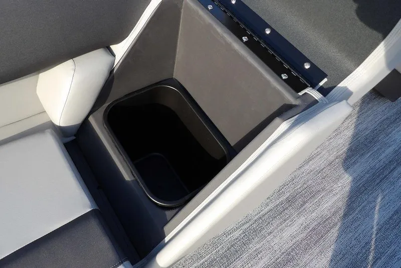 Slide: The Image of 2026 Bennington S L-Bench 22 SL storage compartment with sleek design and modern upholstery. - 26