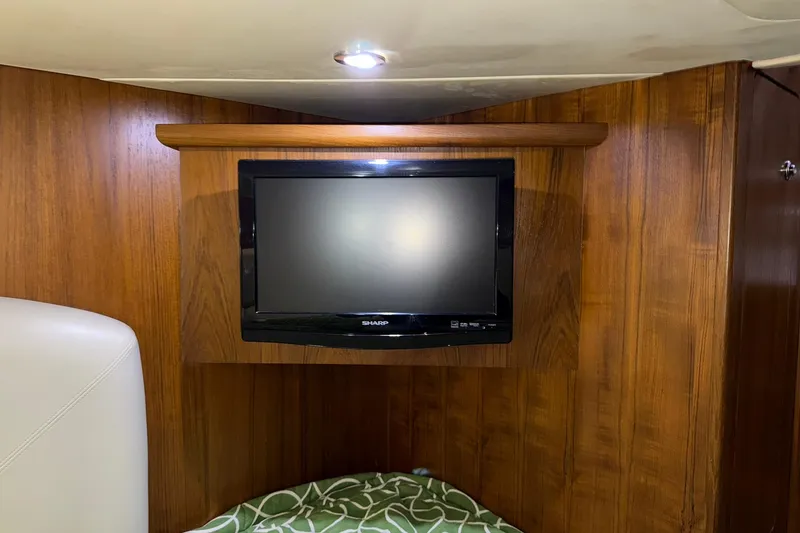 Slide: The Image of Interior of 2011 Tiara Yachts 4500 Sovran with wall-mounted Sharp TV. - 79