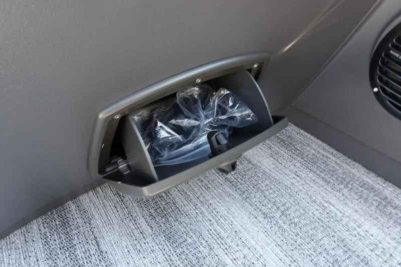 Slide: The Image of Storage compartment in 2026 Bennington S Quad Bench 22 SSR boat interior. - 29