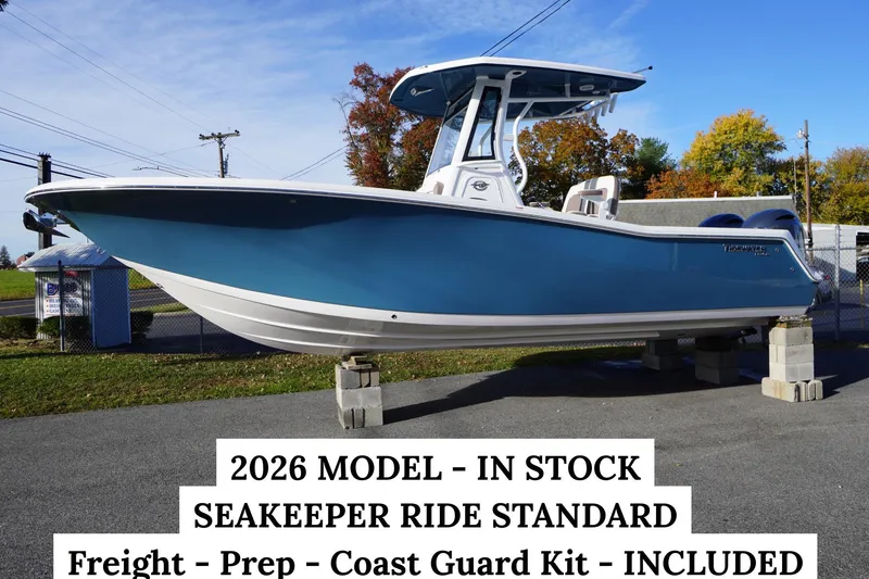 The Image of 2026 Tidewater 256 CC Adventure boat displayed at Jim's Marine dealership. - 0