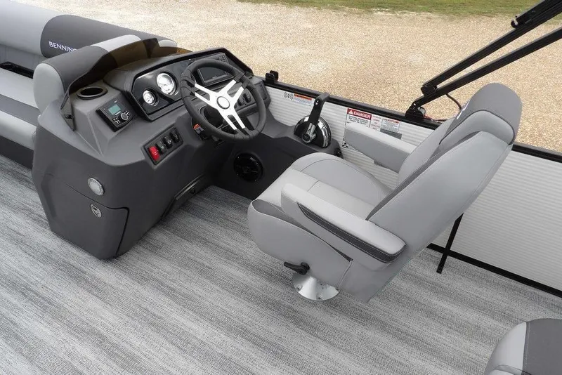Slide: The Image of 2026 Bennington S Swingback 22 SSB boat interior with modern helm and seating. - 20