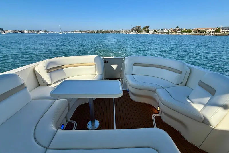 Slide: The Image of Luxurious seating area on 2008 Sea Ray 38 Sundancer yacht with ocean view. - 23