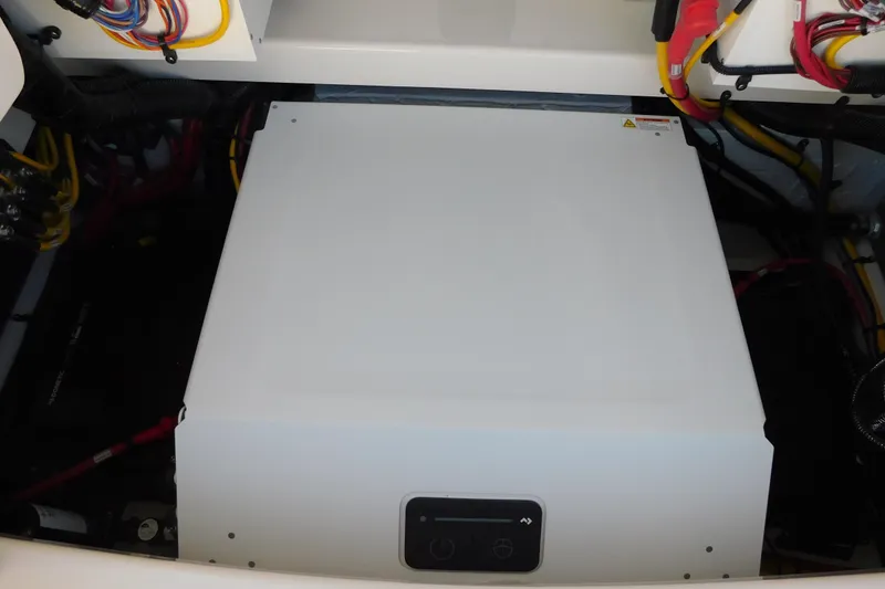 Slide: The Image of Electrical system of a 2026 Regulator 35 boat, featuring organized wiring and components. - 37