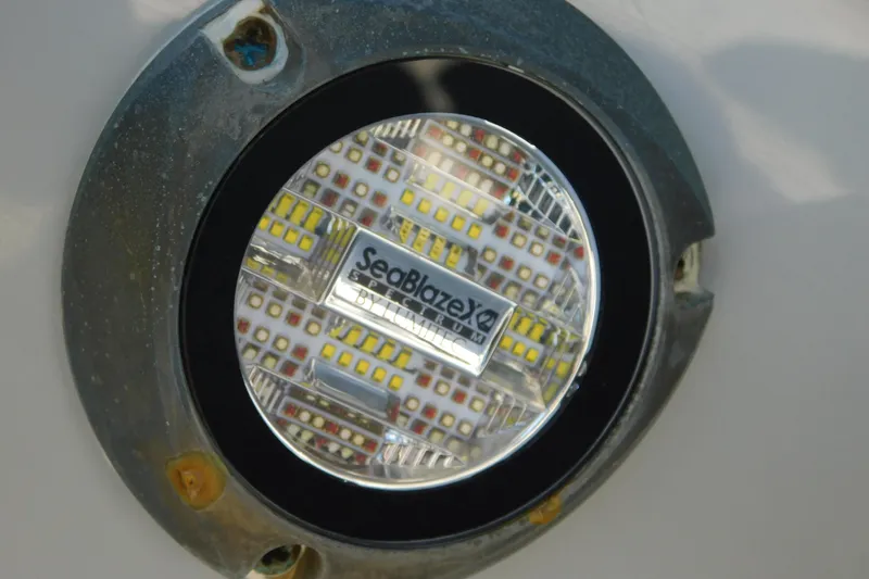 Slide: The Image of Close-up of SeaBlaze underwater light on 2026 Regulator 35 boat. - 93